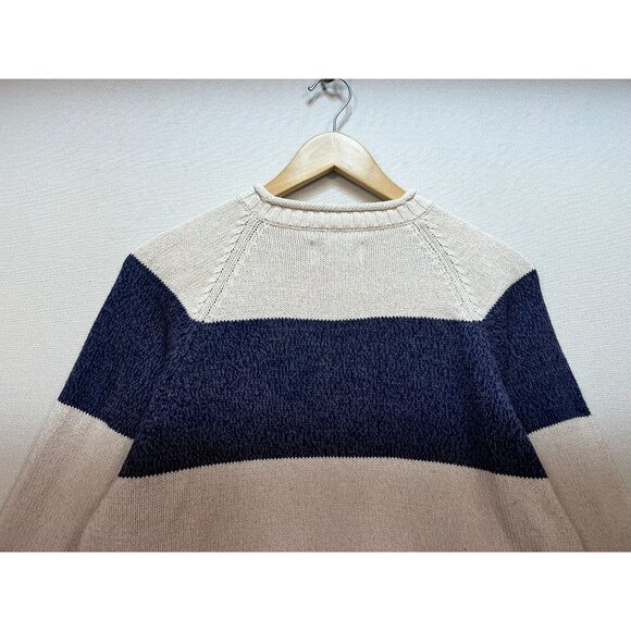 Eddie Bauer Women's Pullover Sweater Knit Long Sleeve Stretch Blue White Stripe - Picture 10 of 11